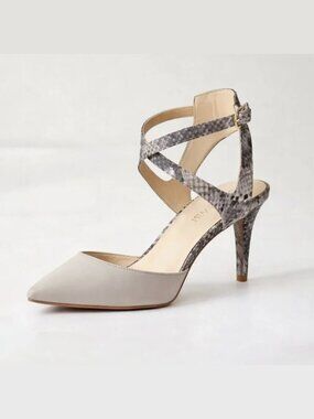 🎬✨ Nine West - “Paddysday” Heels - Pointed Toe Snakeskin Strap 9M